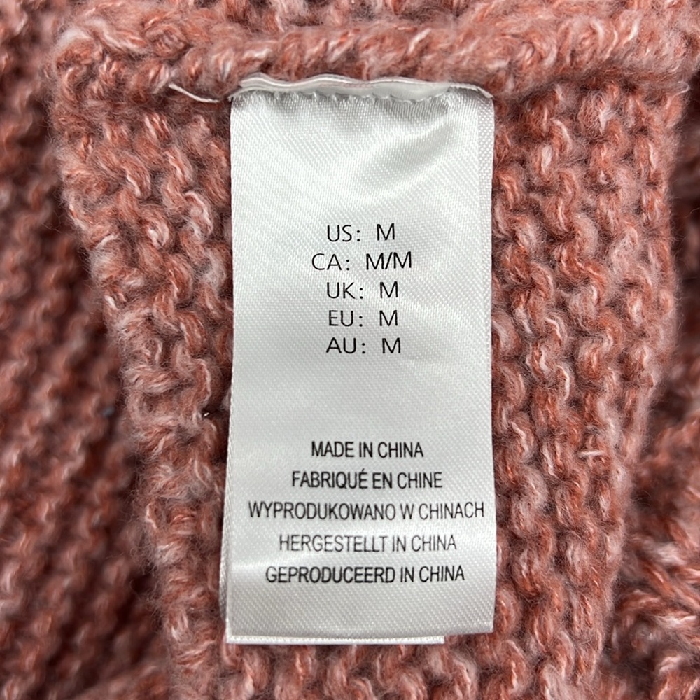 Rachel Zoe Heavy‎ Cable Knit Dog Sweater Marled Burnt Orange Mock Turtleneck M - Picture 5 of 10
